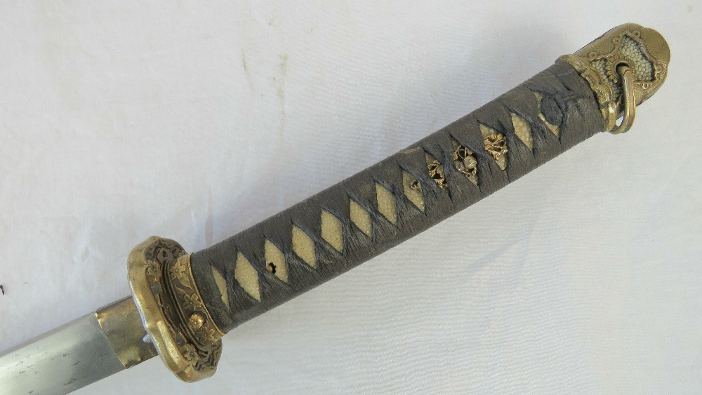 A Shin Guntu Samari sword, 1932 WWII Military Officer issue, surrendered to USMC in 1942, - Image 3 of 6