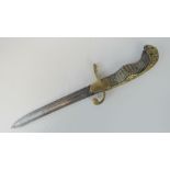 An Imperial German Artillery Officers ceremonial sword with lions head pommel and shagreen wire