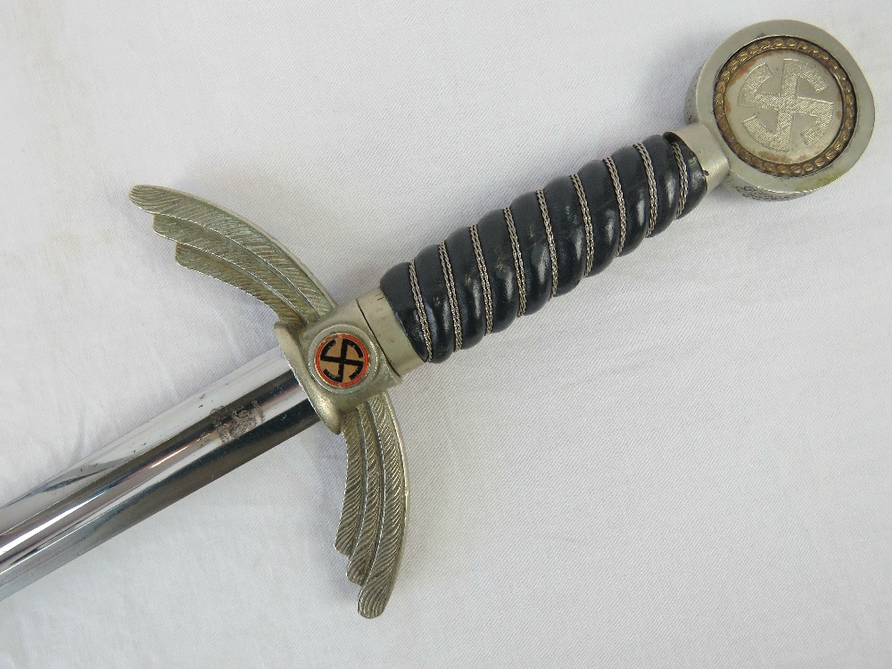 A WWII German Luftwaffe Officers sword with nickel fittings, having rare Eickhorn makers mark. - Image 3 of 4