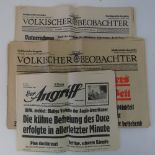 Three WWII period German newspapers dated 1938, 1939 and 1943.