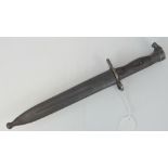 A rare Egyptian Hakin rifle bayonet with British style wooden grips, in original scabbard.