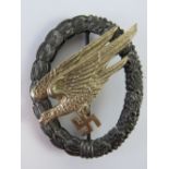 A WWII German Paratroopers Fallschirmjager badge.