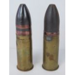 Two inert Imperial German 37mm Pom Pom cannon rounds, dated 1898 and 1899 respectively,