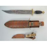 Three knives; a personalised British military Jungle/Survival knife,