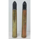 Two inert WWII German Pak 37 rounds, original 37mm projectiles in WWII German marked cases.