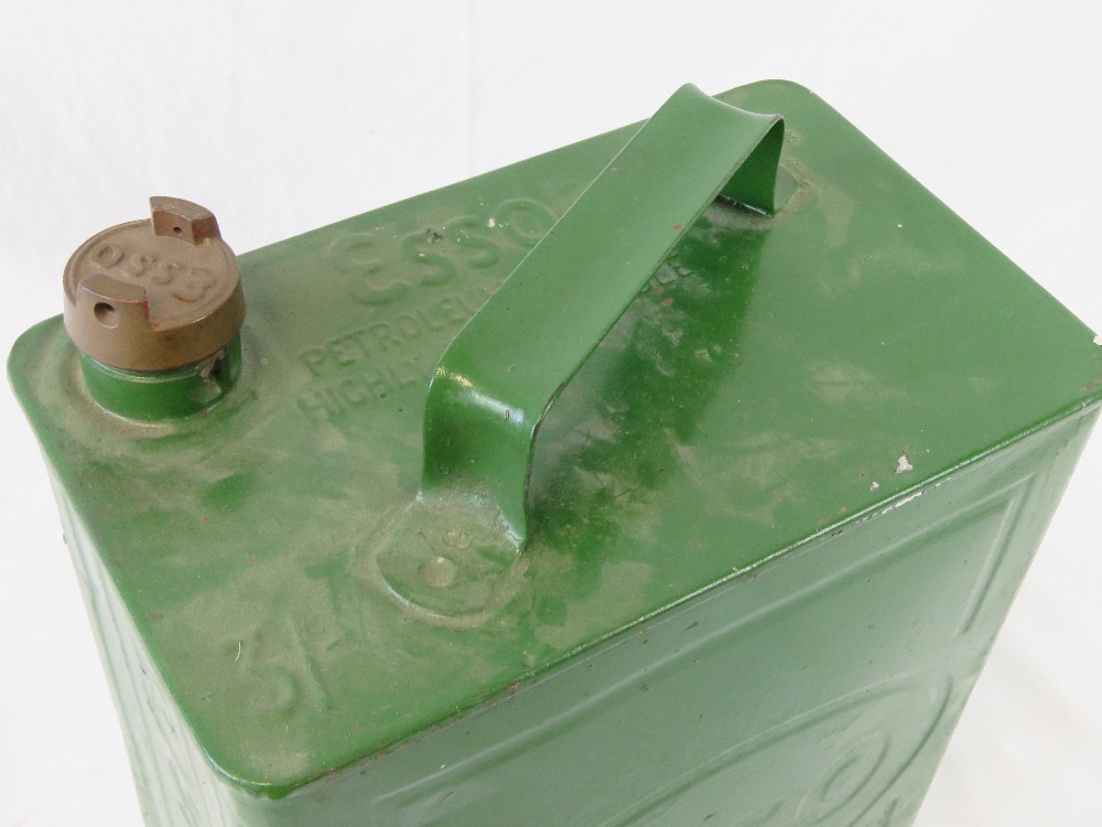 A vintage Esso metal petrol canister having original brass Esso screw cap, - Image 2 of 3