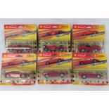 Six Ferrari official licensed model cars, 1:38 scale, made by Hot Wheels for Shell V-Power,