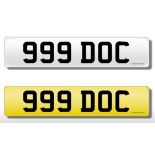 Registration Plate 999 Doc (Doctor) on retention. Reduced buyers premium 15.5% + VAT. SIA.