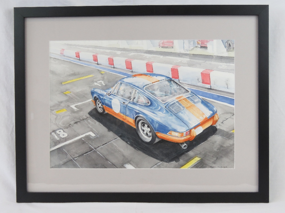 An original watercolour featuring a vintage Porsche 911 2.