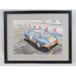 An original watercolour featuring a vintage Porsche 911 2.