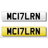 Registration Plate MC17LRN (McLaren) on retention. Reduced buyers premium 15.5% + VAT.