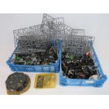 A collection of Warhammer cast metal and plastic figurines, various sets and conditions.
