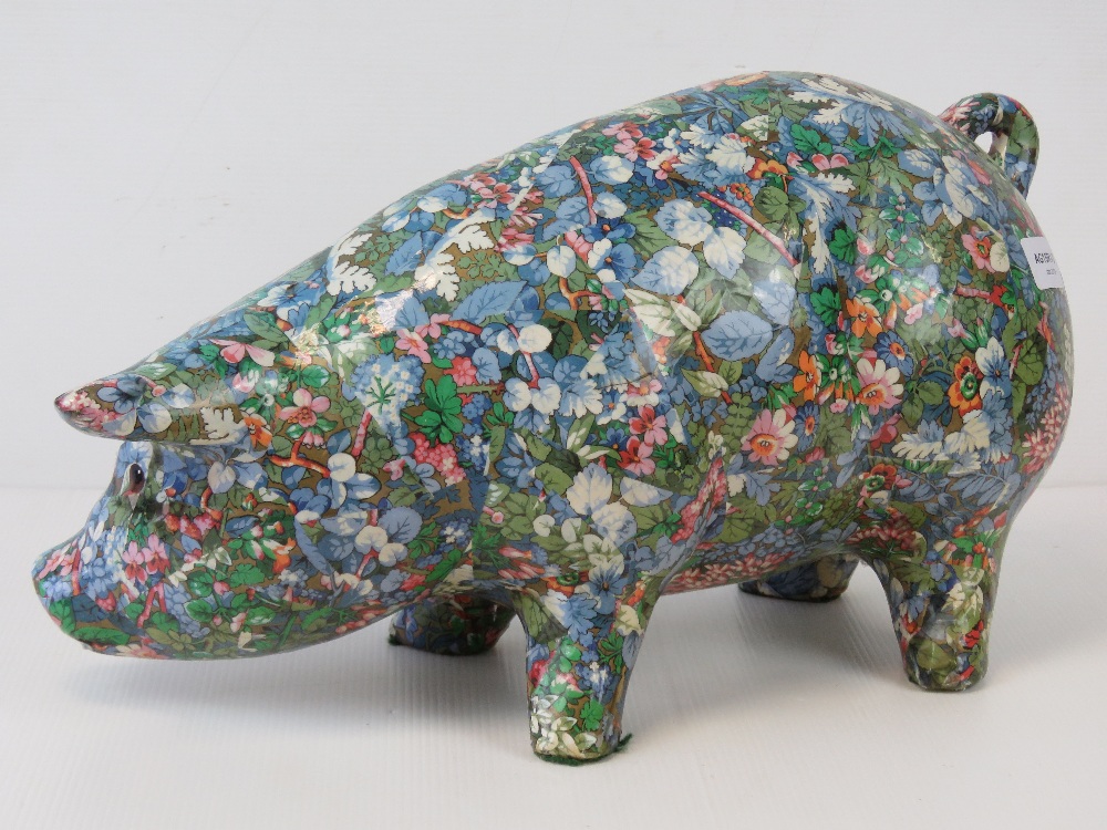 A contemporary floral 'chintz' design ceramic pig, 40cm in length. - Image 2 of 2