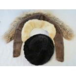 Vintage furs; two stoles, a blush mink collar and a hat by Kates Canada. Four items.