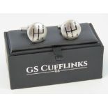 A pair of as new gear stick cufflinks in presentation box.