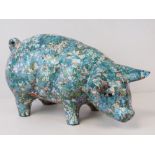 A contemporary floral 'chintz' design ceramic pig, 40cm in length.