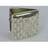 A HM silver cigarette case having fleur-de-lys pattern to front and back,
