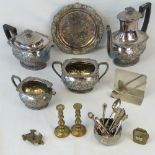 A late Victorian silver plated (EPBM) tea and coffee set of four pieces,