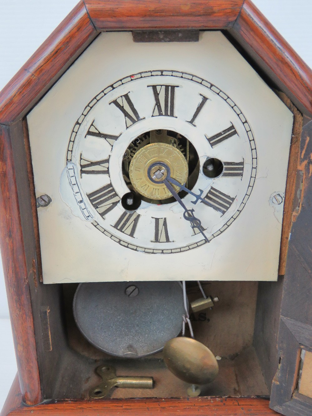 A late 19thC small American shelf clock by Seth Thomas, Thomaston, Connecticut, in a walnut case, - Image 2 of 2