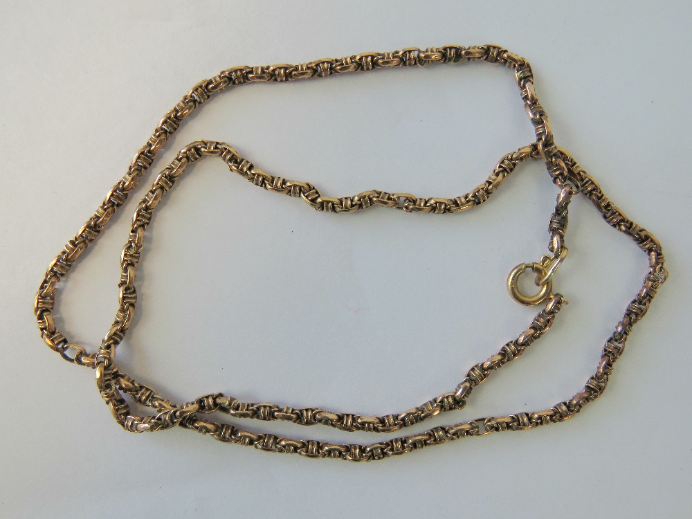 A 9ct rose gold woven link necklace, stamped 9c, with replacement yellow gold clasp stamped 9k,