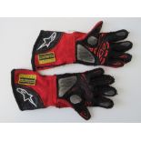 A pair of Alpinestars Tech 1-ZX racing gloves race worn by fourteen times BTCC winner Rob Collard.