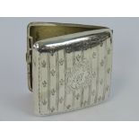 A HM silver cigarette case having fleur-