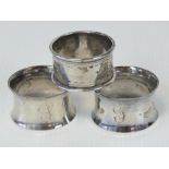 A pair of HM silver napkin rings, hallma