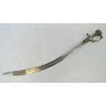 An Indian Talwar sword having 75cm curved blade marked Ballia 11.