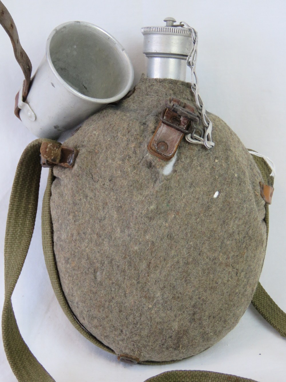 A WWII German Wehrmacht issue water bottle with aluminium cup and felt cover, - Image 3 of 3