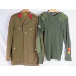 Two Royal Engineers uniforms; a dress jacket with Colonel collar boards and epaulettes,