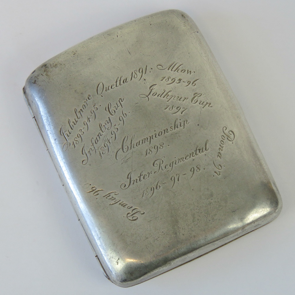 A HM silver British military inter-regiment shooting competition cigarette case having presentation