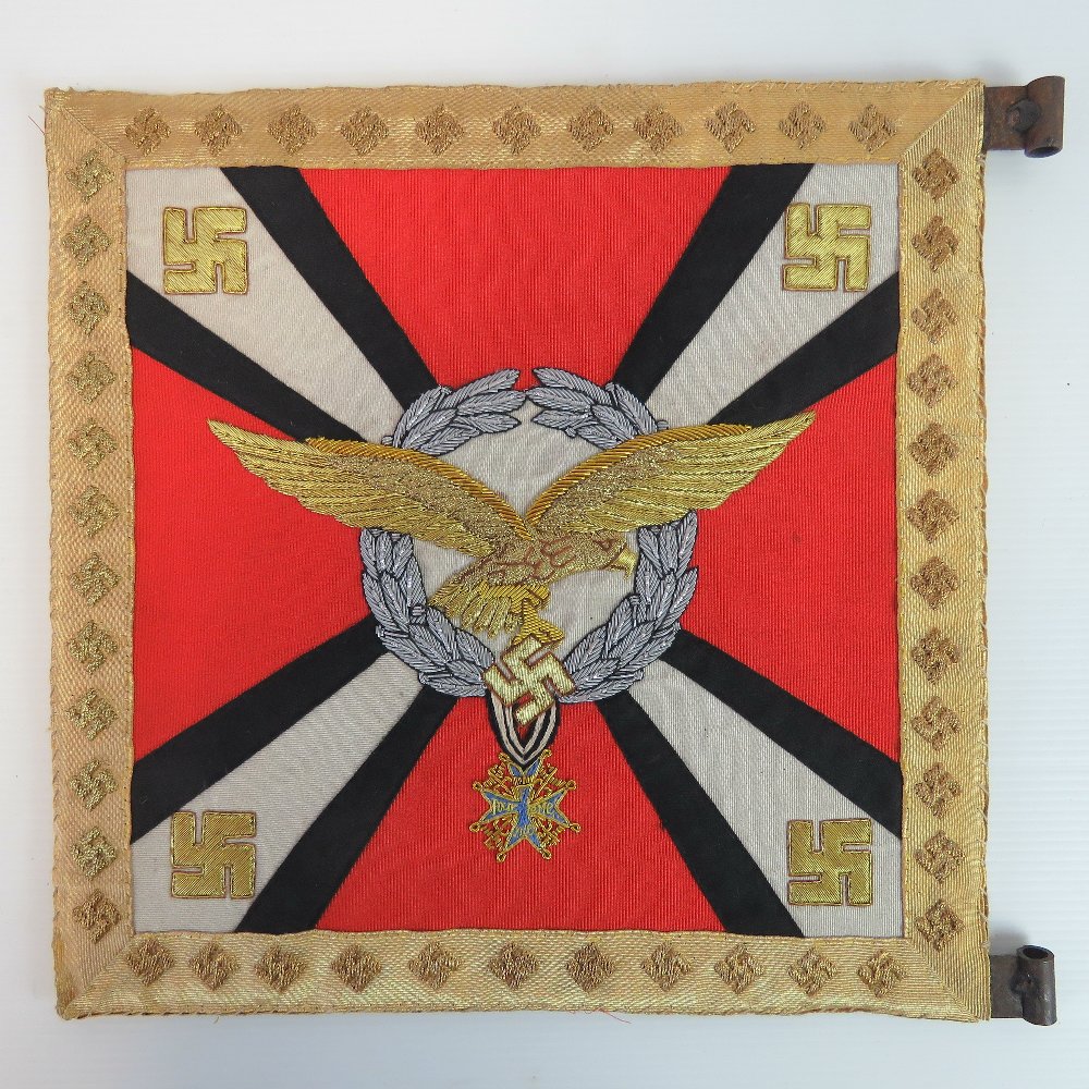 A reproduction WWII German Luftwaffe Officers car pennant with gilt thread embroidery to both sides. - Image 2 of 2