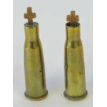 Trench art; a pair of WWI French Lebel Rifle rounds,