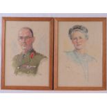 A portrait of Brigadier Harry Hamilton Dempsey CBE, a watercolour by Trinder, signed and dated 1949,