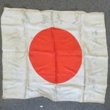 A WWII Japanese soldiers silk battle flag with shrine blessing marks.