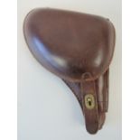 A WWII Japanese Military Officers Nambu Type 14 brown leather pistol holster.