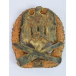 A WWII German 100 General Assault badge, marked 'JFS' to back. In relic condition.