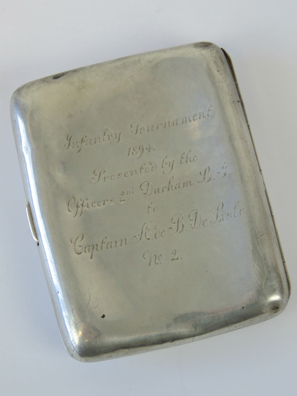 A HM silver British military inter-regiment shooting competition cigarette case having presentation - Image 4 of 4