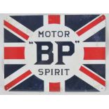 A contemporary vintage style BP Motor Spirit sign, 20 x 15cm.
