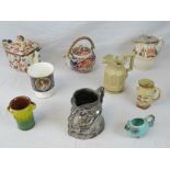 A quantity of assorted Victorian and later ceramic wares including an Imari hot water jug, etc.