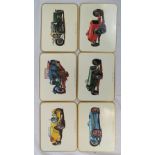 A vintage boxed set of motoring themed place mats including Bentley, Alfa Romeo, Mercedes, etc.