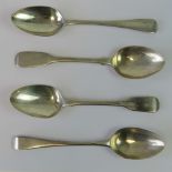 Four HM silver tablespoons, all having London hallmarks, dated 1798, 1826, 1828,