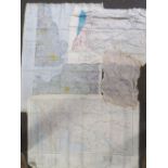 Four silk maps including; 1944 War Office Al Jauf & Beyrouth-Damas map, North Africa (faded),