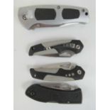 Four pocket knives including a hammer forged SWAT Smith & Wesson knife.