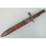 A WWI Canadian Ross Rifle bayonet in mk2 scabbard dated 1916,