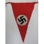 A WWII German pennant flag on bunting ribbon, 32.5 x 20.5cm.
