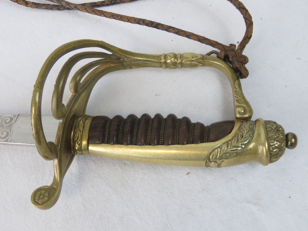 A Military Officers ceremonial sword, the blade having engraving to each side, - Image 4 of 6