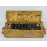 A crate of thirty inert WWII Hungarian M39 training stick grenades with double heads and simulation