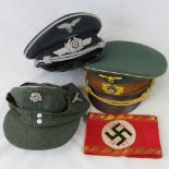 Three reproduction German hats including; Luftwaffe Pilot,