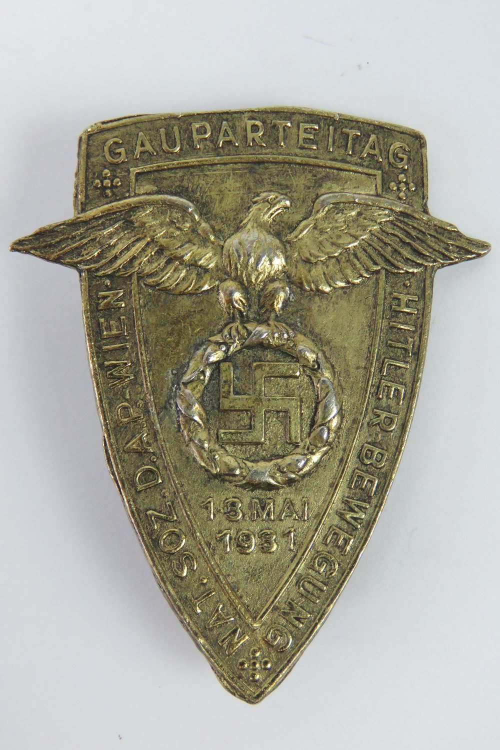 A WW2 German 1-3 Mai 1931 Gau Parteitag Rally day badge.